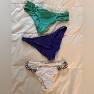 Set of 3 Beach Bunny Swimwear bottoms - White, Purple blue, Green
